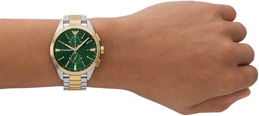  Shop Authentic Emporio Armani Claudio Chronograph Green Dial Two Tone Steel Strap Watch For Women - AR11511 - Luxxuri