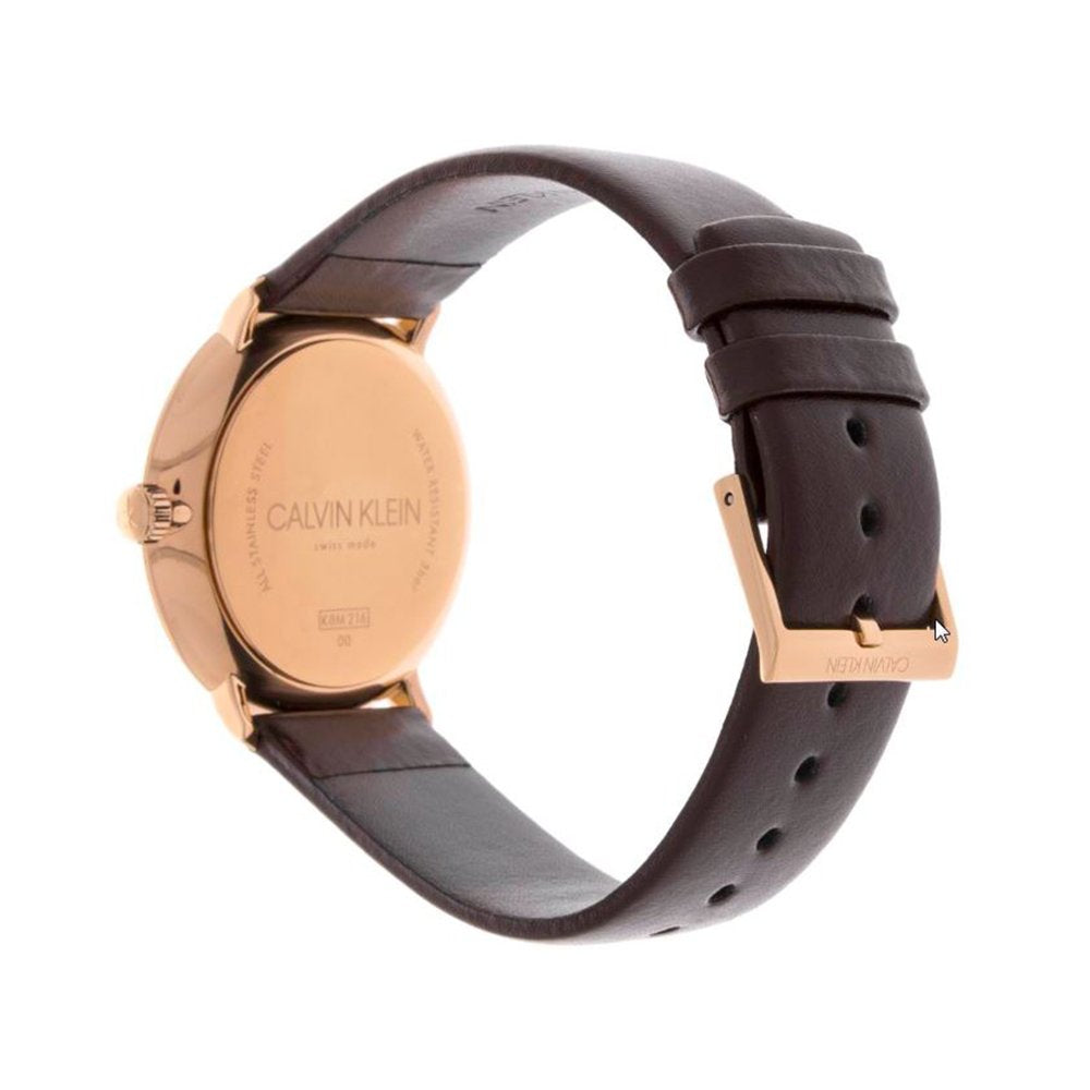  Shop Authentic Calvin Klein High Noon Silver Dial Brown Leather Strap Watch for Men - K8M216G6 - Luxxuri