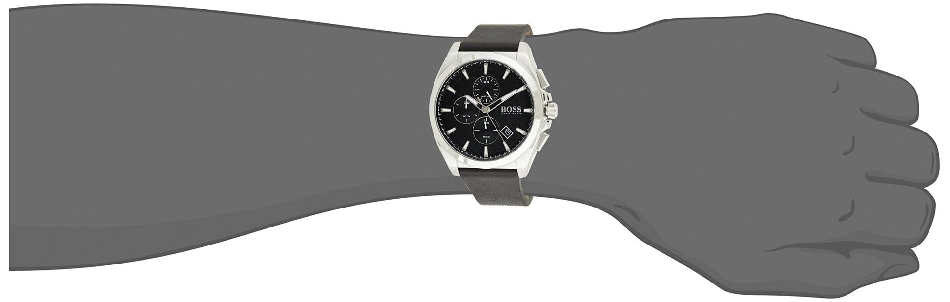  Shop Authentic Hugo Boss Grandmaster Chronograph Black Dial Black Leather Strap Watch for Men - 1513881 - Luxxuri