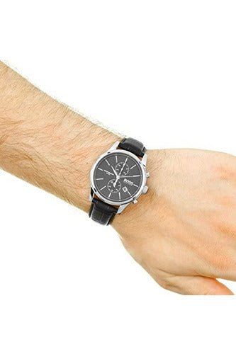  Shop Authentic Hugo Boss Jet Black Dial Black Leather Strap Watch for Men - 1513279 - Luxxuri