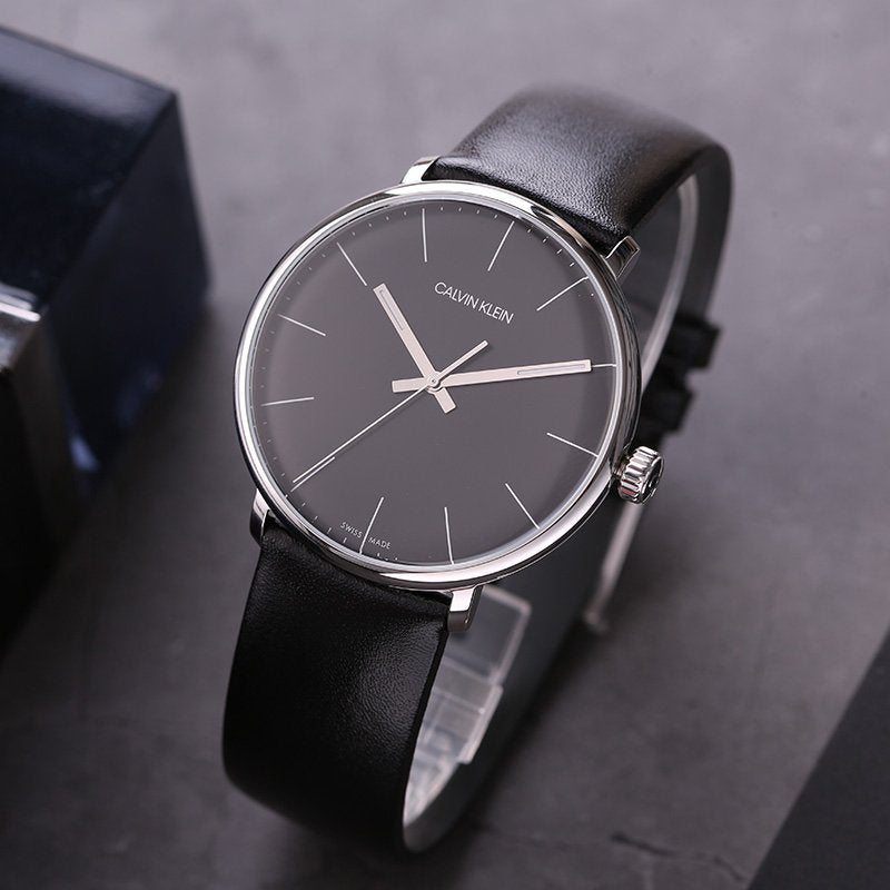  Shop Authentic Calvin Klein High Noon Quartz Black Dial Black Leather Strap Watch for Men - K8M211C1 - Luxxuri