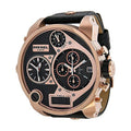  Shop Authentic Diesel Big Daddy Gold & Black Dial Black Leather Strap Watch For Men - DZ7261 - Luxxuri