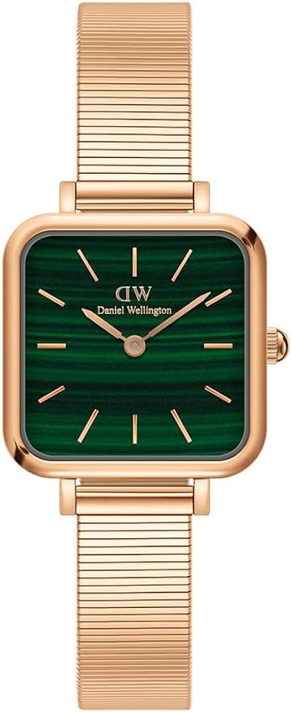  Shop Authentic Daniel Wellington Quadro Studio Green Dial Rose Gold Mesh Strap Watch For Women - DW00100520 - Luxxuri