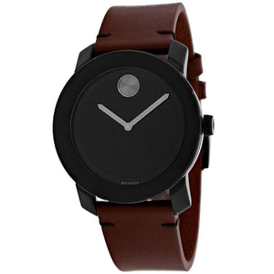  Shop Authentic Movado Bold Black Dial Brown Leather Strap Watch For Men - 3600305 - Luxxuri