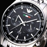  Shop Authentic Emporio Armani Team Italia Chronograph Black Dial Silver Steel Strap Watch For Men - AR5983 - Luxxuri