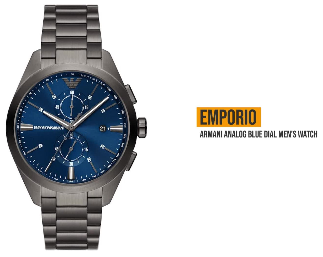  Shop Authentic Emporio Armani Chronograph Quartz Blue Dial Grey Steel Strap Watch For Men - AR11481 - Luxxuri