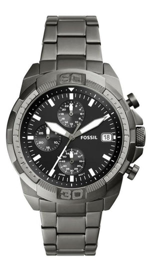  Shop Authentic Fossil Bronson Chronograph Black Dial Grey Steel Strap Watch for Men - FS5852 - Luxxuri