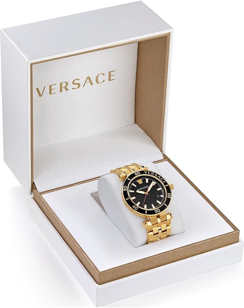  Shop Authentic Versace Greca Sport Quartz Black Dial Gold Steel Strap Watch for Men - VEZ300721 - Luxxuri