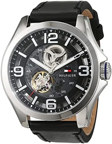 Tommy Hilfiger Bruce Analog Black Dial Black Leather Strap Watch for Men - 1791279