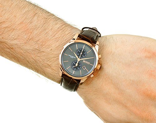 Shop Authentic Hugo Boss Jet Grey Dial Brown Leather Strap Watch for Men - 1513281 - Luxxuri
