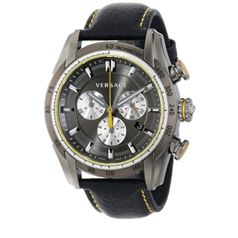  Shop Authentic Versace V Ray Chronograph Grey Dial Black Leather Strap Watch for Men - VDB020014 - Luxxuri