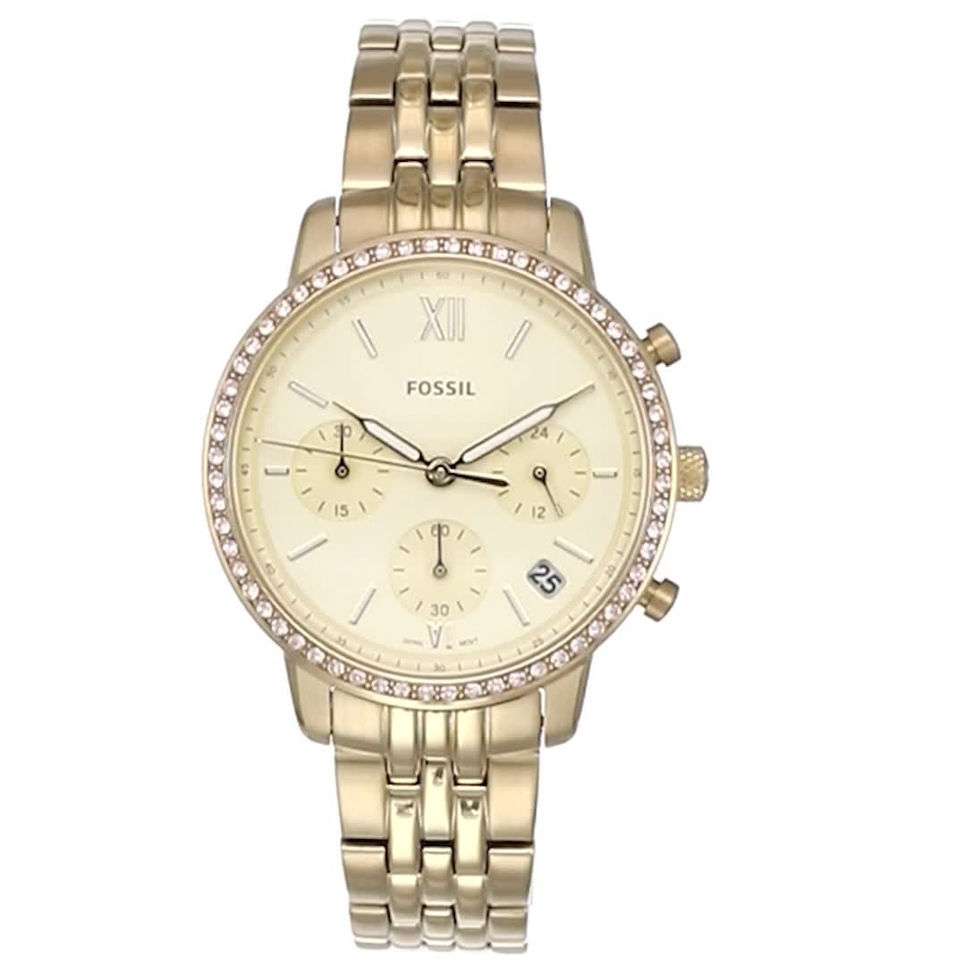  Shop Authentic Fossil Neutra Chronograph Gold Dial Gold Steel Strap Watch for Women - ES5219 - Luxxuri