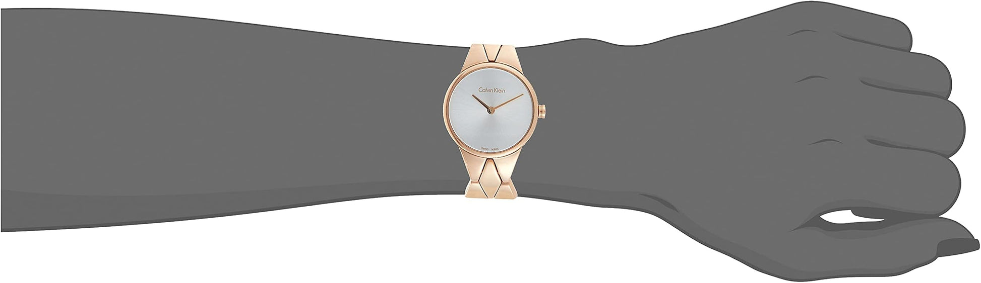  Shop Authentic Calvin Klein Snake Silver Dial Rose Gold Steel Strap Watch For Women - K6E23646 - Luxxuri