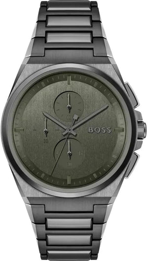  Shop Authentic Hugo Boss Steer Chronograph Grey Dial Grey Steel Strap Watch For Men - 1514045 - Luxxuri