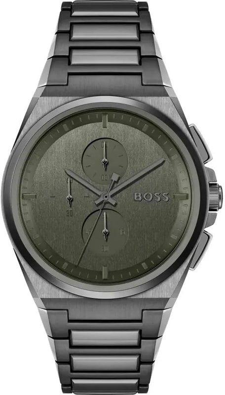  Shop Authentic Hugo Boss Steer Chronograph Grey Dial Grey Steel Strap Watch For Men - 1514045 - Luxxuri