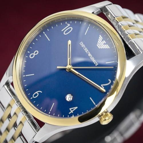  Shop Authentic Emporio Armani Classic Quartz Blue Dial Two Tone Steel Strap Watch For Men - AR1868 - Luxxuri