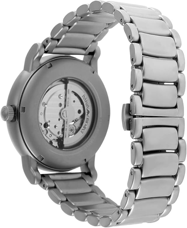  Shop Authentic Emporio Armani Meccanico Automatic Skeleton Black Dial Silver Steel Strap Watch For Men - AR60021 - Luxxuri