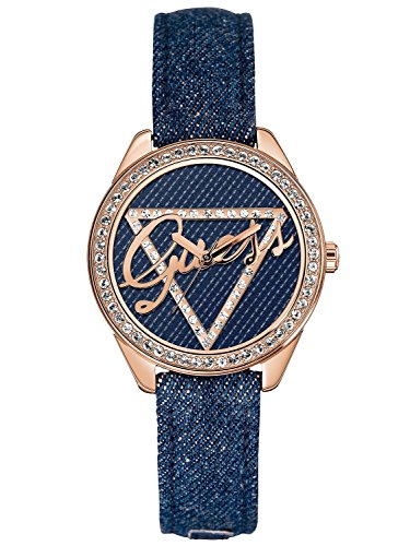 Shop Authentic Guess Little Flirt Quartz Blue Dial Blue Leather Strap Watch For Women - W0456L6 - Luxxuri