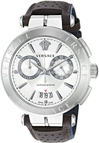  Shop Authentic Versace Aion Chronograph White Dial Brown Leather Strap Watch for Men - VBR010017 - Luxxuri