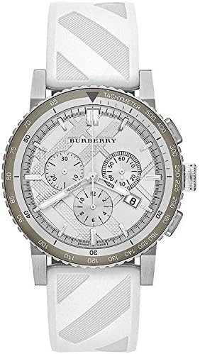  Shop Authentic Burberry The City Chronograph Silver Dial White Rubber Strap Watch for Men - BU9810 - Luxxuri