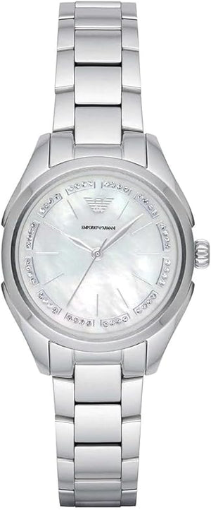  Shop Authentic Emporio Armani Valeria Quartz Mother of Pearl Dial Silver Steel Strap Watch For Women - AR11030 - Luxxuri