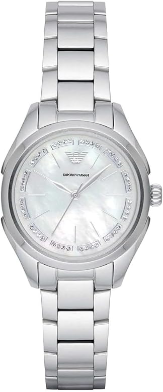  Shop Authentic Emporio Armani Valeria Quartz Mother of Pearl Dial Silver Steel Strap Watch For Women - AR11030 - Luxxuri