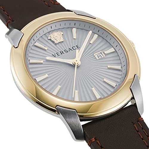  Shop Authentic Versace V-Urban Quartz Grey Dial Brown Leather Strap Watch for Men - VELQ00219 - Luxxuri