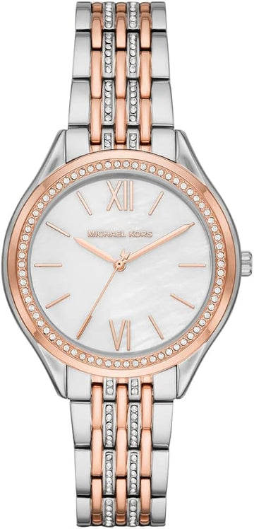  Shop Authentic Michael Kors Mindy Three Hand White Dial Two Tone Steel Strap Watch For Women - MK7077 - Luxxuri