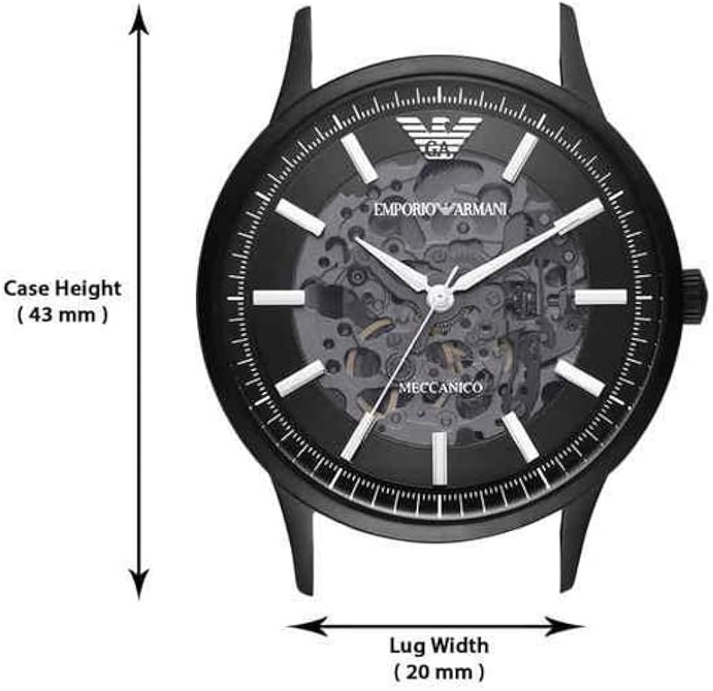  Shop Authentic Emporio Armani Meccanico Automatic Black Dial Black Leather Strap Watch For Men - AR60042 - Luxxuri