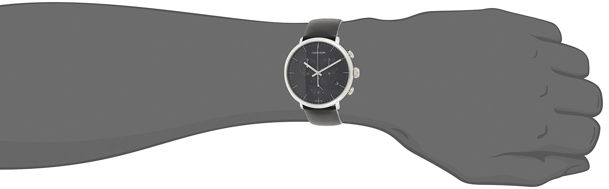  Shop Authentic Calvin Klein High Noon Chronograph Black Dial Black Leather Strap Watch for Men - K8M271C1 - Luxxuri