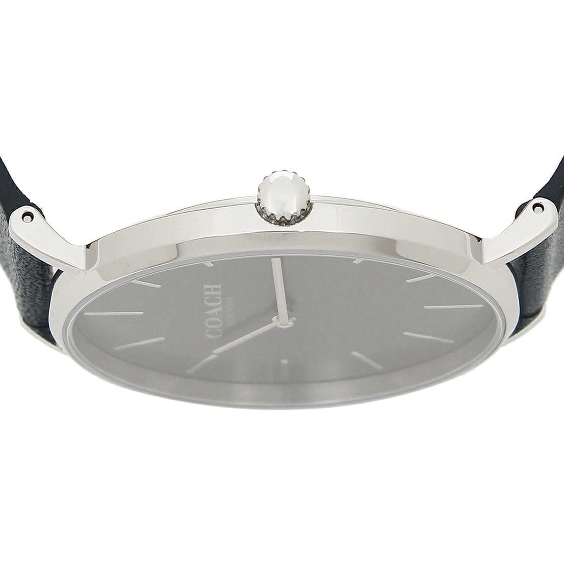 Coach Charles Grey Dial Navy Blue Leather Strap Watch for Men - 14602150