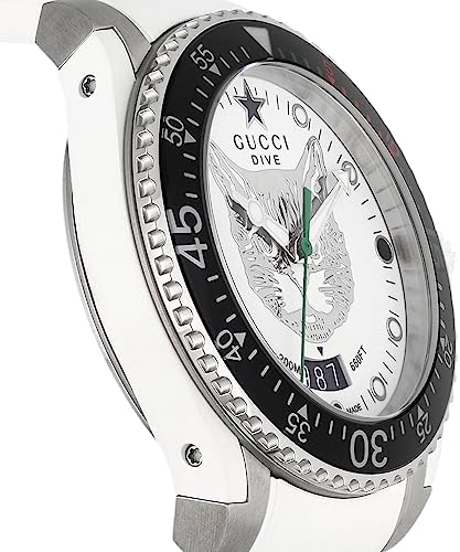  Shop Authentic Gucci Dive Tiger White Dial White Rubber Strap Watch For Men - YA136329 - Luxxuri