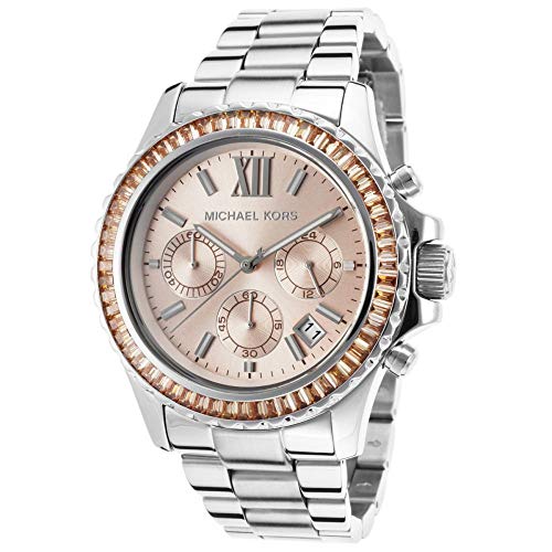 Michael Kors Everest Chronograph Gold Dial Silver Steel Strap Watch For Women - MK5870