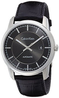  Shop Authentic Calvin Klein Infinity Automatic Black Dial Black Leather Strap Watch for Men - K5S341C1 - Luxxuri