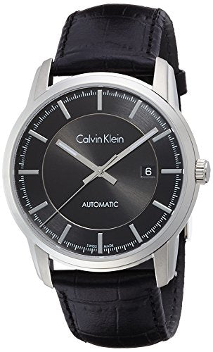  Shop Authentic Calvin Klein Infinity Automatic Black Dial Black Leather Strap Watch for Men - K5S341C1 - Luxxuri