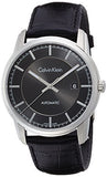  Shop Authentic Calvin Klein Infinity Automatic Black Dial Black Leather Strap Watch for Men - K5S341C1 - Luxxuri