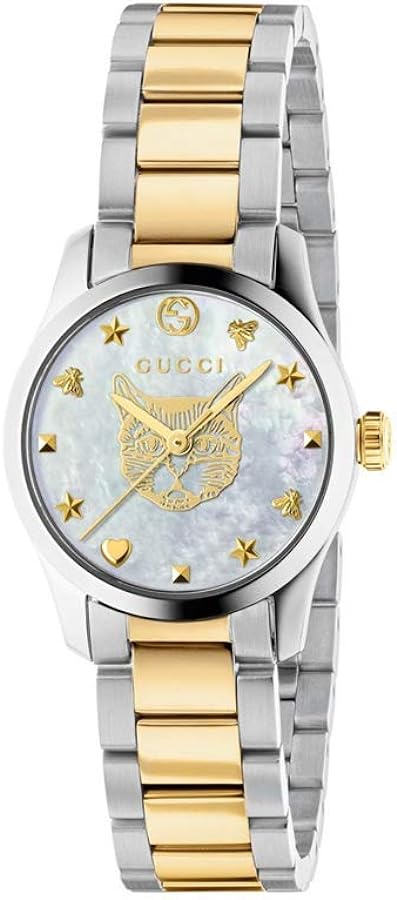  Shop Authentic Gucci G Timeless Quartz Mother of Pearl Dial Two Tone Steel Strap Watch For Women - YA1265012 - Luxxuri