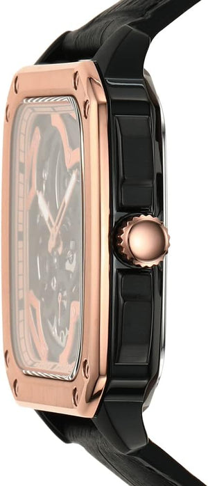  Shop Authentic Fossil Inscription Automatic Skeleton Rose Gold Dial Black Leather Strap Watch for Men - BQ2572 - Luxxuri