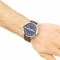  Shop Authentic Armani Exchange Hampton Chronograph Blue Dial Brown Leather Strap Watch For Men - AX2133 - Luxxuri