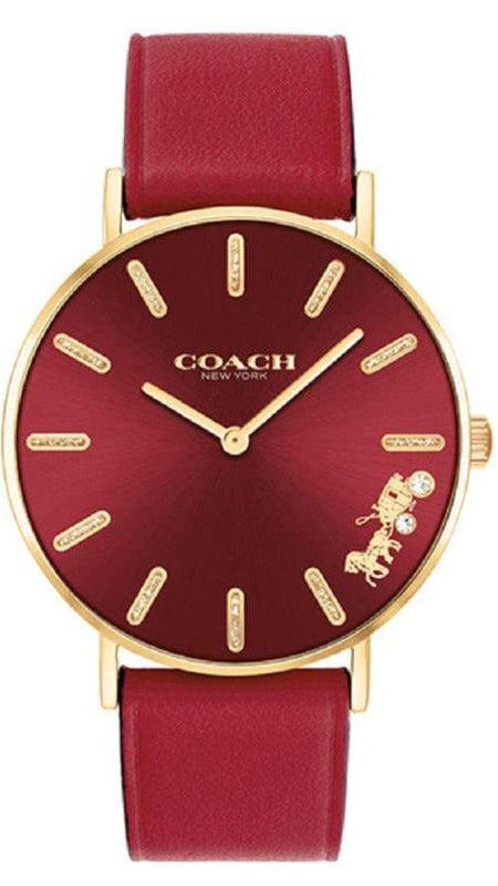 Coach Perry Red Dial Red Leather Strap Watch for Women - 14503852