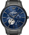  Shop Authentic Emporio Armani Renato Automatic Blue Dial Grey Steel Strap Watch For Men - AR60056 - Luxxuri