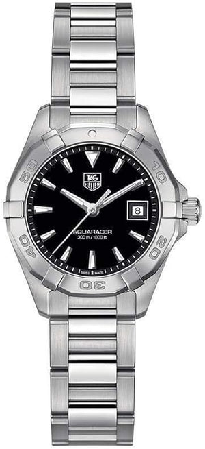  Shop Authentic Tag Heuer Aquaracer Quartz Black Dial Silver Steel Strap Watch for Women - WBD1410.BA0741 - Luxxuri