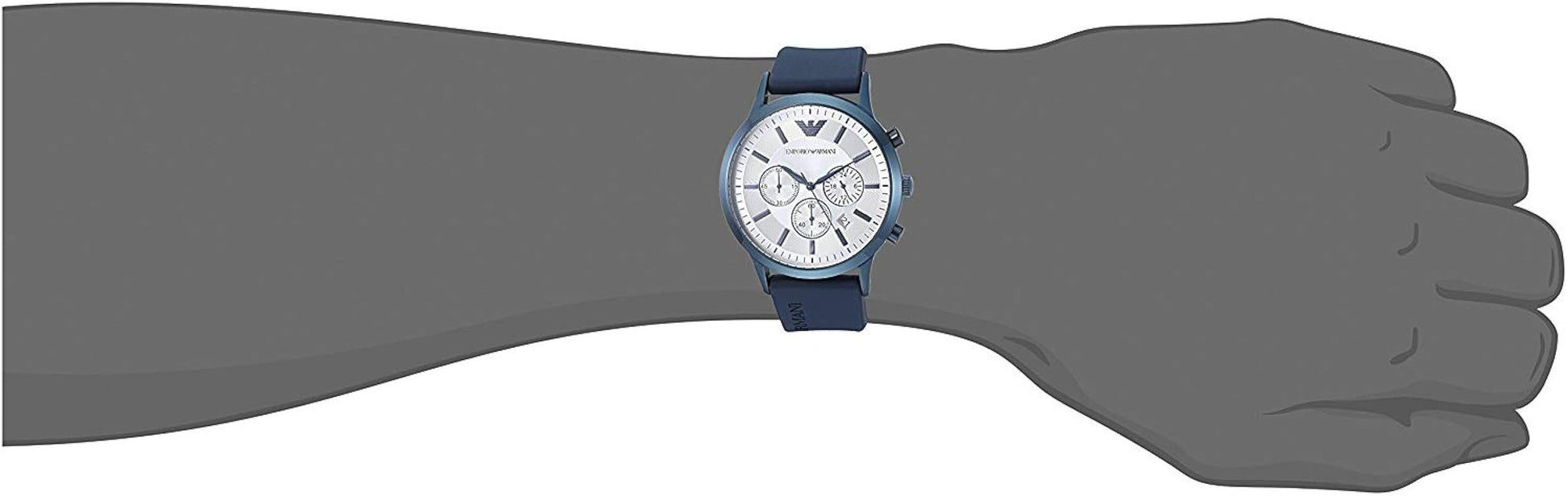  Shop Authentic Emporio Armani Renato Chronograph Silver Dial Blue Silicone Strap Watch For Men - AR11026 - Luxxuri