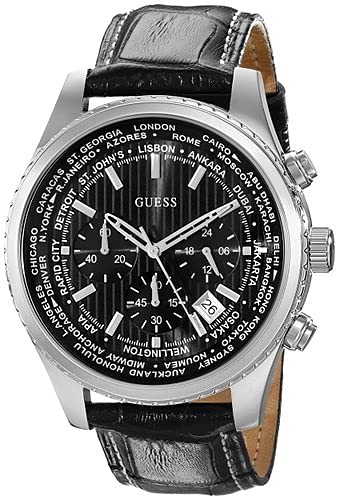  Shop Authentic Guess Persuit Multifunction Black Dial Black Leather Strap Watch for Men - W0500G2 - Luxxuri