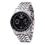  Shop Authentic Emporio Armani Sportivo Chronograph Black Dial Silver Steel Strap Watch For Men - AR5984 - Luxxuri