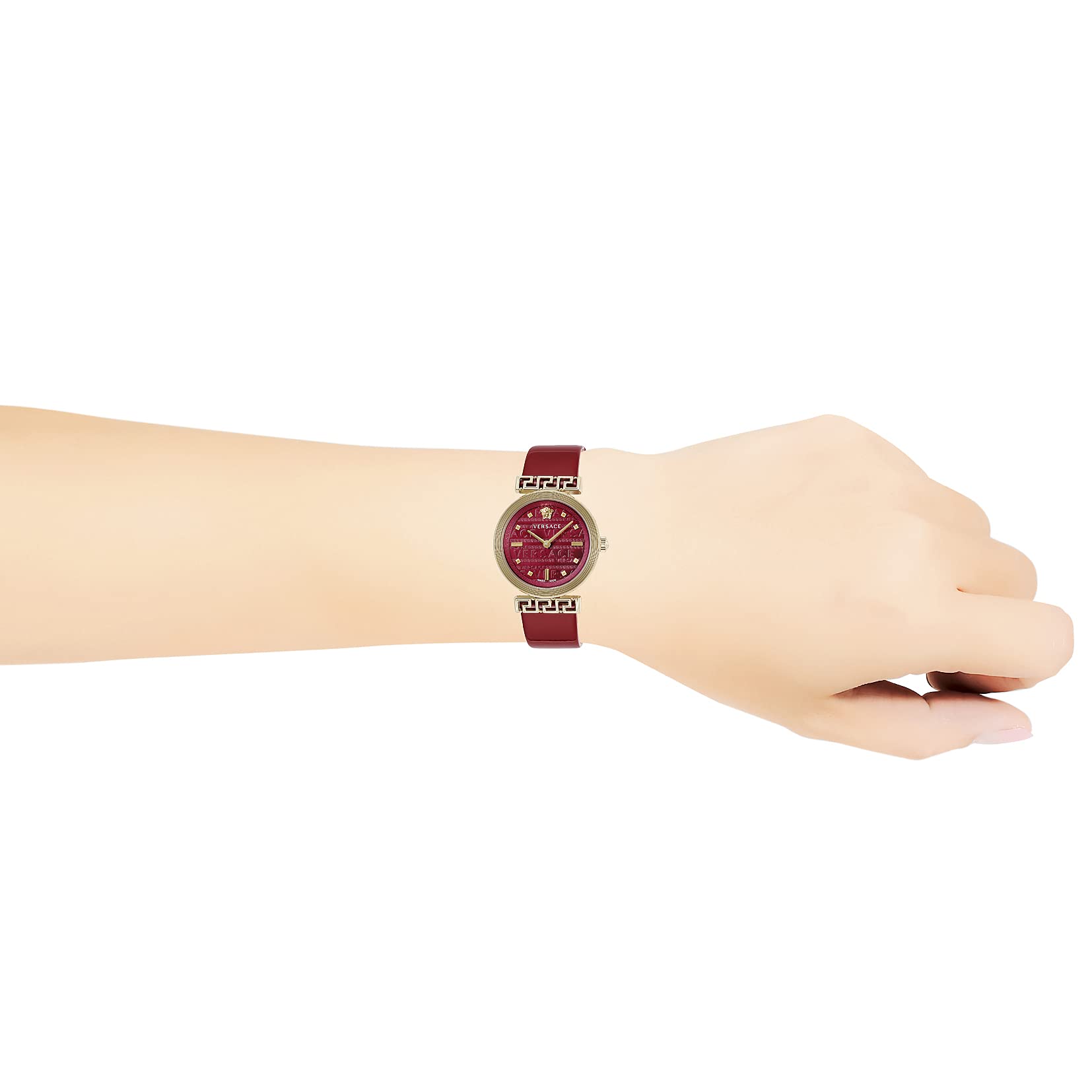  Shop Authentic Versace Greca Meander Red Dial Red Leather Strap Watch for Women - VELW00320 - Luxxuri