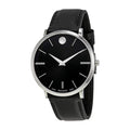  Shop Authentic Movado Ultra Slim Black Dial Black Leather Strap Watch For Men - 0607086 - Luxxuri