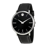  Shop Authentic Movado Ultra Slim Black Dial Black Leather Strap Watch For Men - 0607086 - Luxxuri