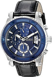  Shop Authentic Guess Pinnacle Chronograph Quartz Blue Dial Black Leather Strap Watch For Men - W0673G4 - Luxxuri