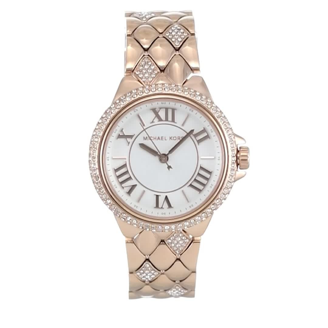  Shop Authentic Michael Kors Camille Analog Silver Dial Rose Gold Steel Strap Watch for Women - MK4810 - Luxxuri